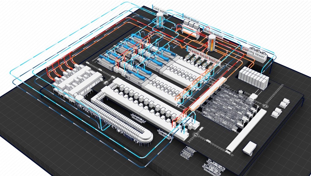 A rendering of the EcoQPower system for automotive paint shops developed by Dürr.