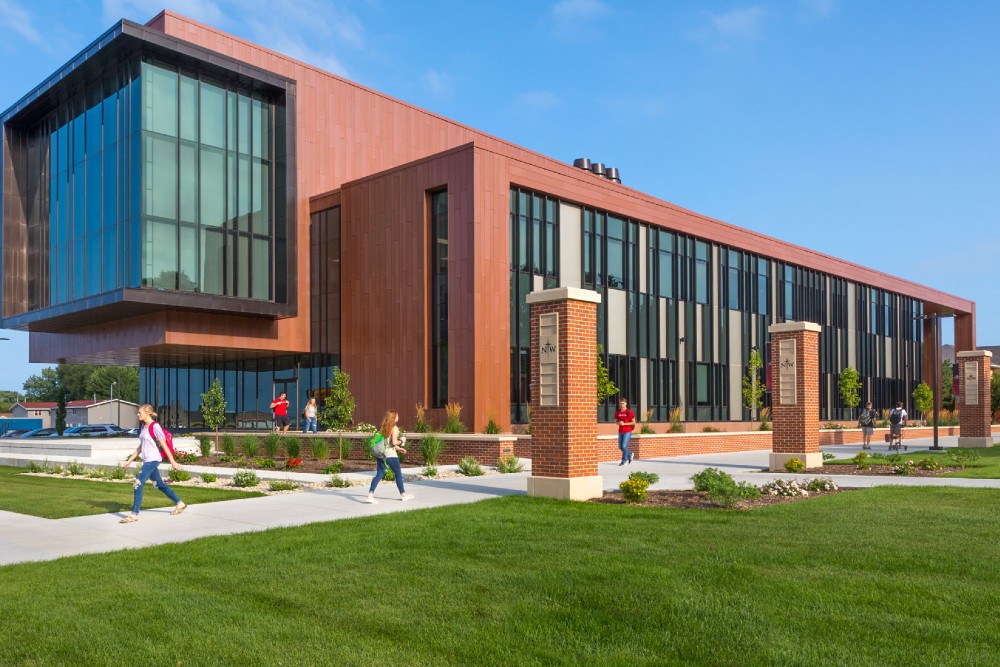 A public building with metal assets coated with the paints from Sherwin-Williams included in the FUSE colour forecast