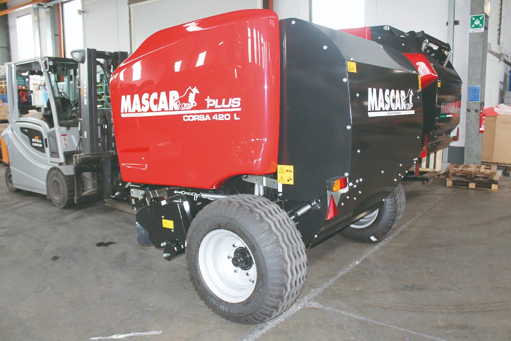 A round baler manufactured by Mascar