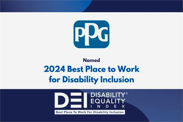 image with logo of PPG and Best Place to Work for Disability Inclusion