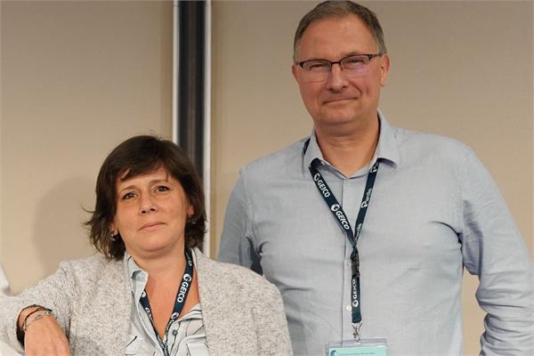 photo of Franck Lepetit, PPG product engineer for Automotive OEM Coatings, and Sophie Carpentier, Stellantis sealants technical leader