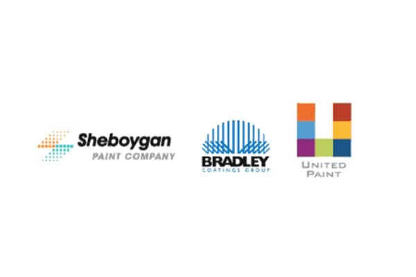 Logos of Sheboygan Paint Company, Bradley Coatings Group, and United Paint & Chemical Corporation