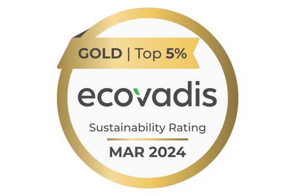 The EcoVadis gold medal for sustainability achieved by Teknos